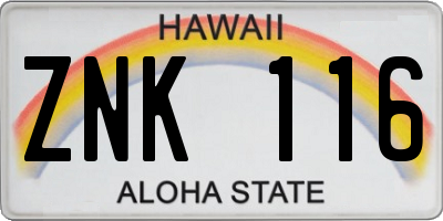 HI license plate ZNK116