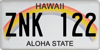 HI license plate ZNK122