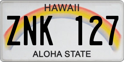 HI license plate ZNK127