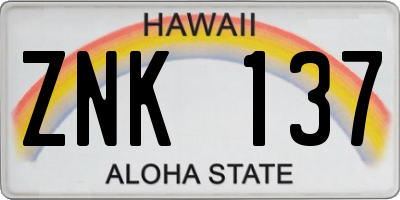 HI license plate ZNK137
