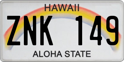HI license plate ZNK149