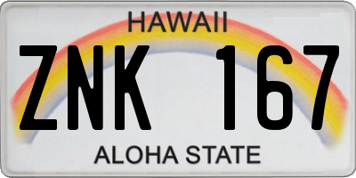 HI license plate ZNK167