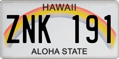 HI license plate ZNK191