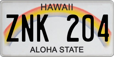 HI license plate ZNK204