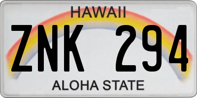 HI license plate ZNK294
