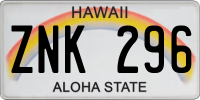 HI license plate ZNK296