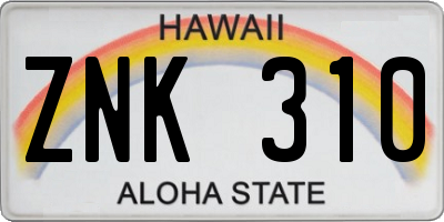 HI license plate ZNK310