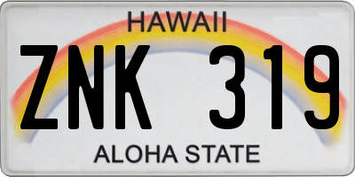 HI license plate ZNK319