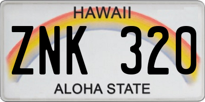 HI license plate ZNK320