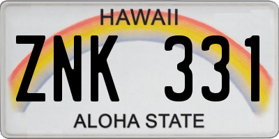 HI license plate ZNK331