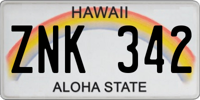 HI license plate ZNK342