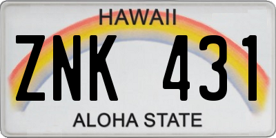 HI license plate ZNK431