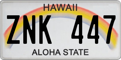 HI license plate ZNK447