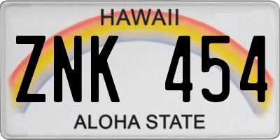 HI license plate ZNK454
