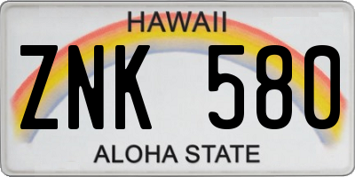 HI license plate ZNK580