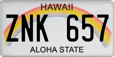 HI license plate ZNK657