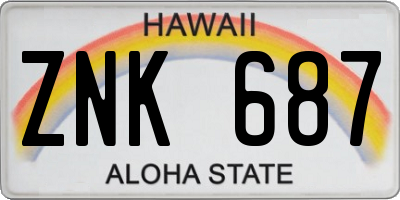 HI license plate ZNK687