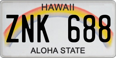 HI license plate ZNK688