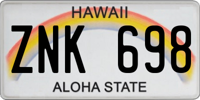 HI license plate ZNK698