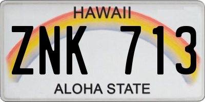 HI license plate ZNK713