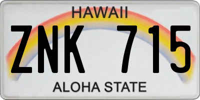 HI license plate ZNK715