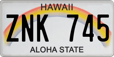 HI license plate ZNK745