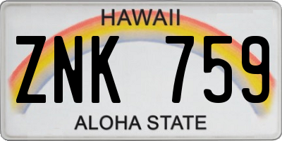 HI license plate ZNK759