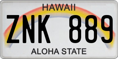 HI license plate ZNK889