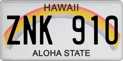 HI license plate ZNK910