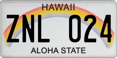 HI license plate ZNL024