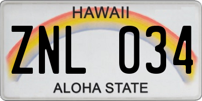 HI license plate ZNL034