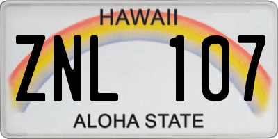 HI license plate ZNL107