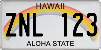 HI license plate ZNL123