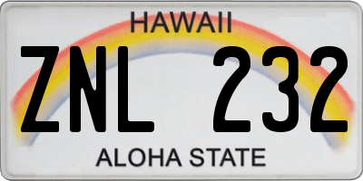 HI license plate ZNL232