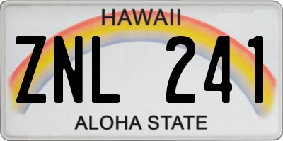 HI license plate ZNL241