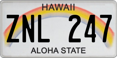 HI license plate ZNL247