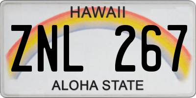 HI license plate ZNL267