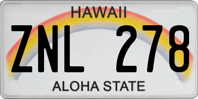 HI license plate ZNL278