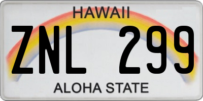HI license plate ZNL299