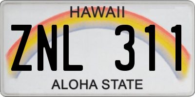 HI license plate ZNL311