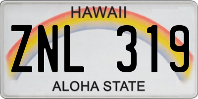 HI license plate ZNL319