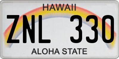 HI license plate ZNL330