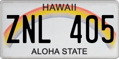 HI license plate ZNL405