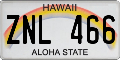 HI license plate ZNL466