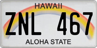 HI license plate ZNL467