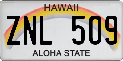 HI license plate ZNL509