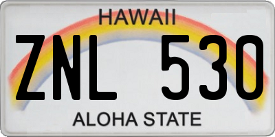 HI license plate ZNL530