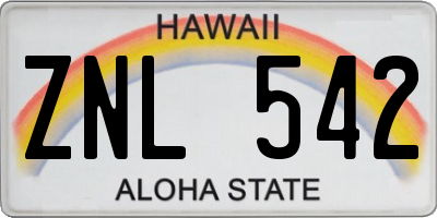 HI license plate ZNL542