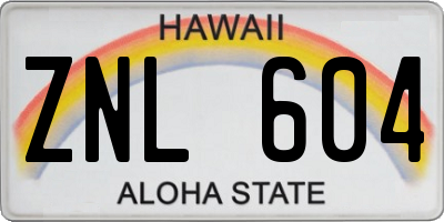 HI license plate ZNL604