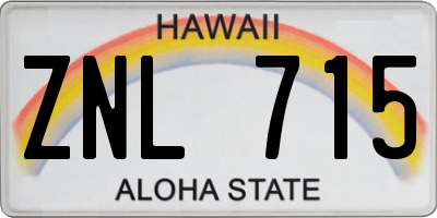 HI license plate ZNL715